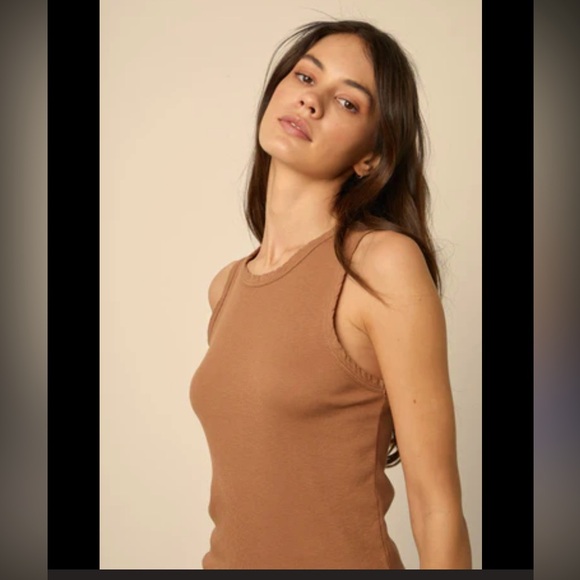 Lovers + Friends Tops - Lovers + Friends Brown Ribbed Knit Tank Top